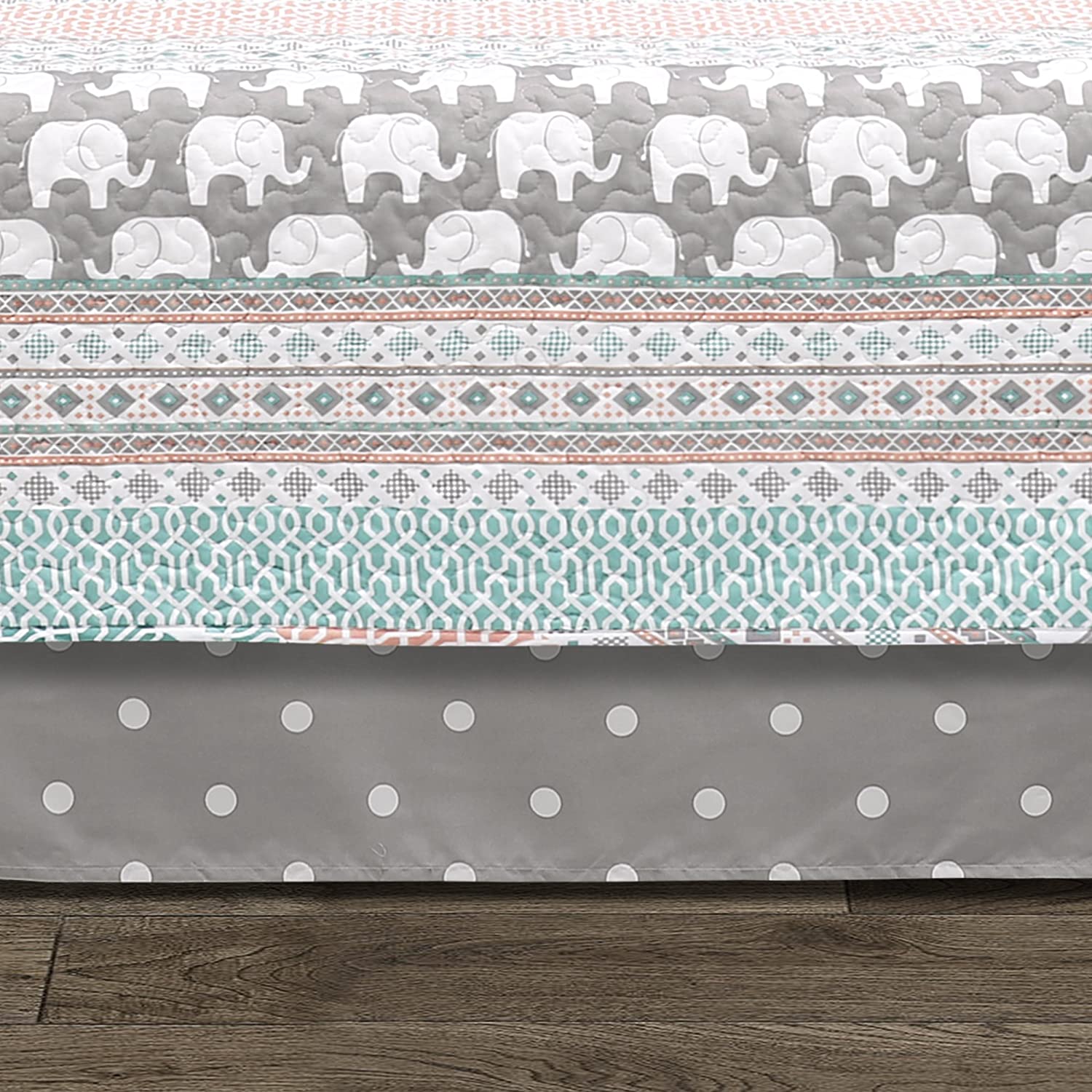 Elephant Stripe 6 Piece Day Bed Cover Bedding Set Includes Bed Skirt - AnyLinen