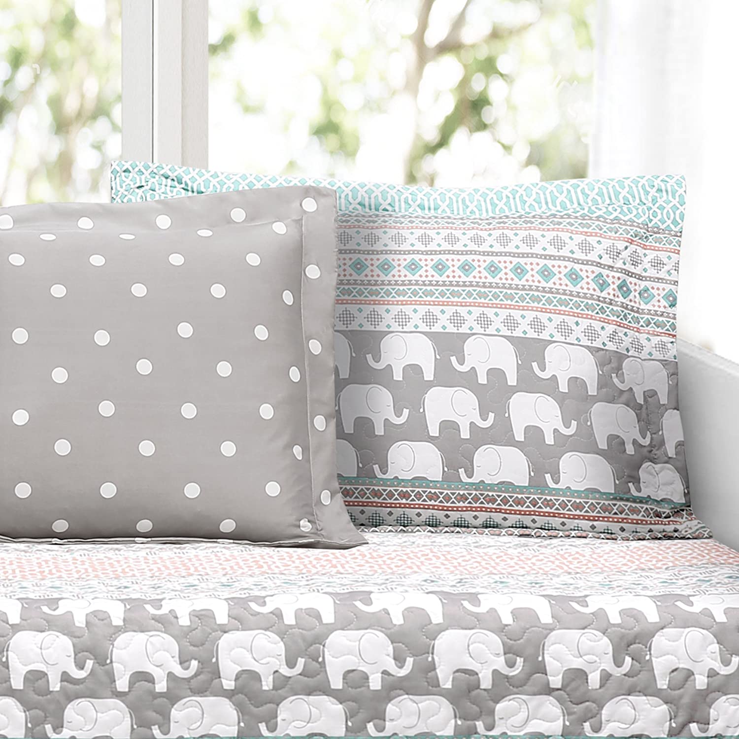Elephant Stripe 6 Piece Day Bed Cover Bedding Set Includes Bed Skirt - AnyLinen