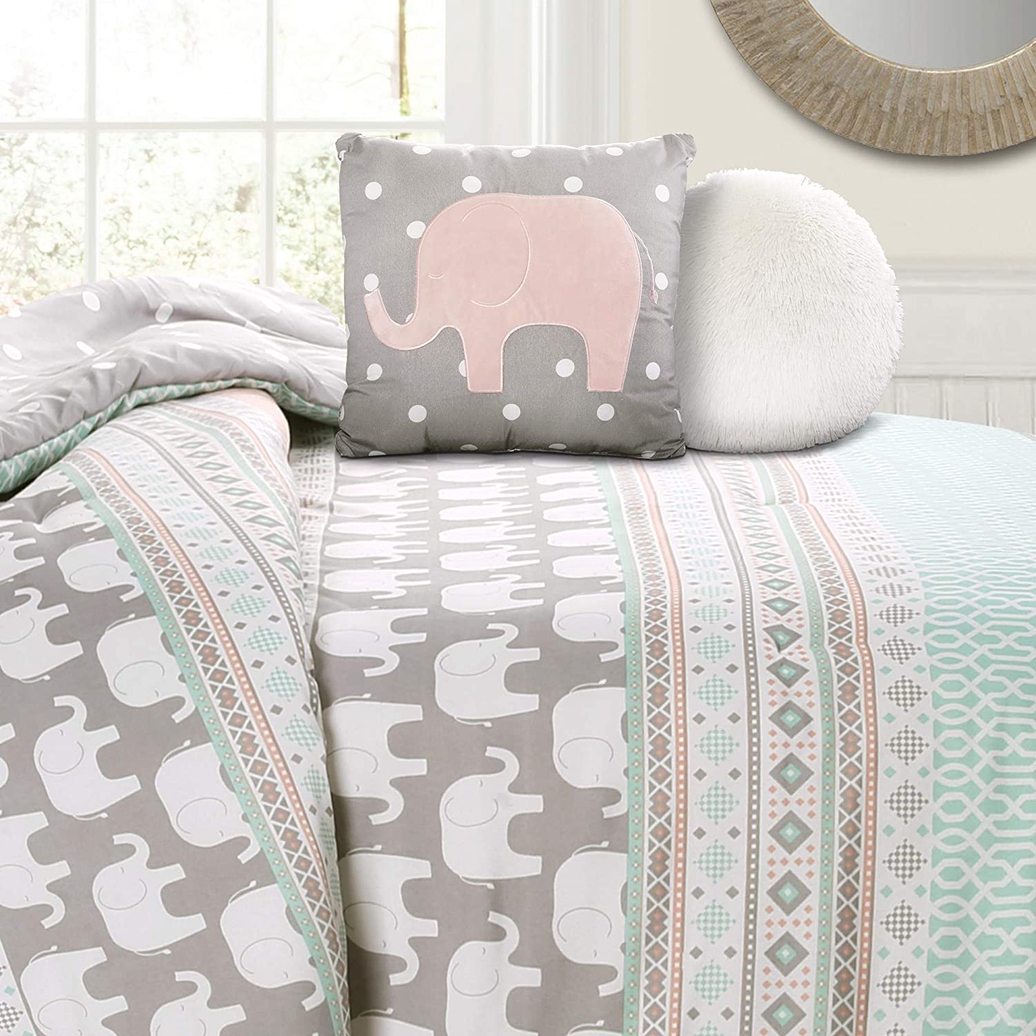 Elephant Stripe 6 Piece Day Bed Cover Bedding Set Includes Bed Skirt - AnyLinen