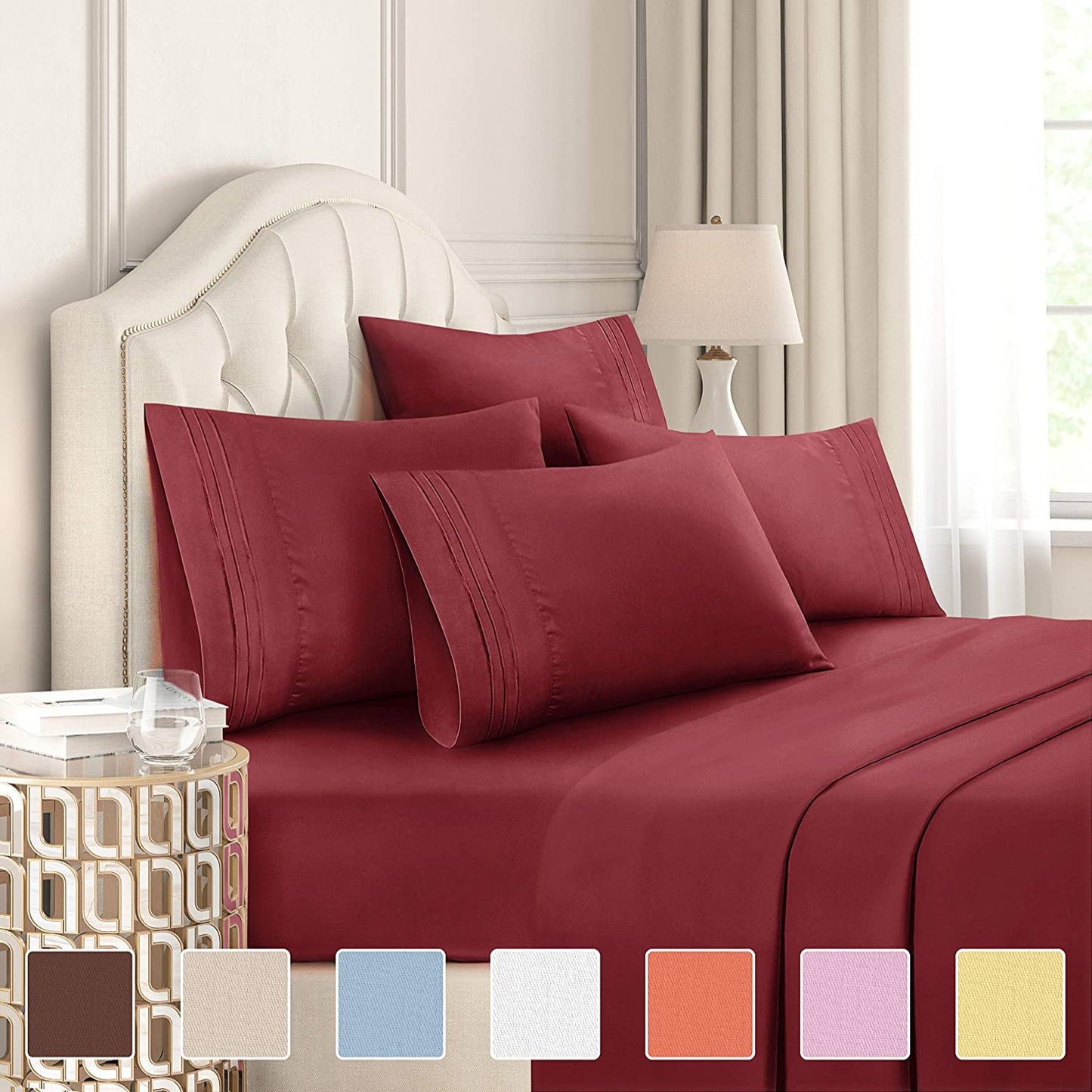 Extra Soft Deep Pockets Breathable Cooling WrinkleFree 6pcs Bed Sheets