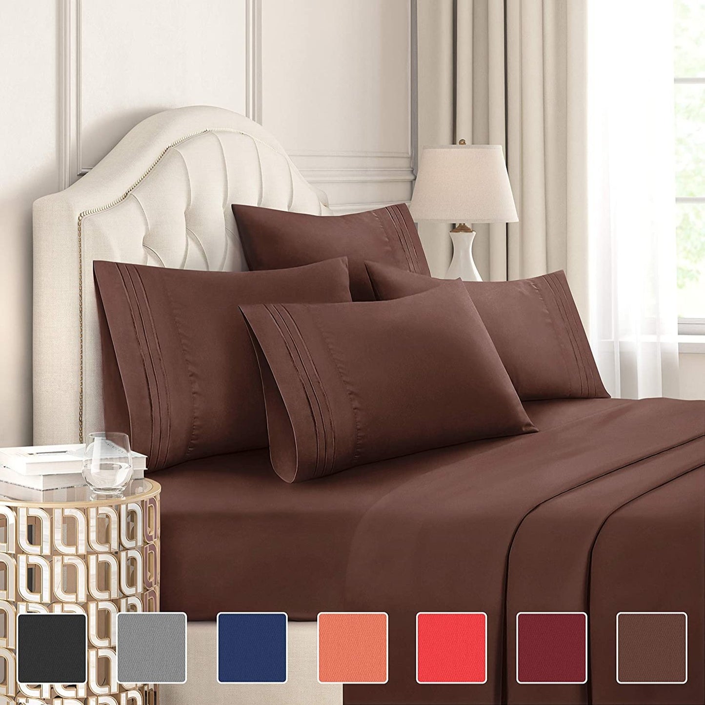 Extra Soft Deep Pockets Breathable Cooling WrinkleFree 6pcs Bed Sheets