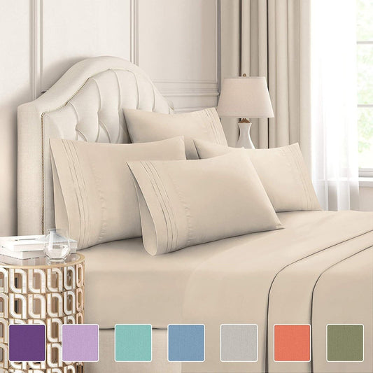Extra Soft Deep Pockets Breathable Cooling WrinkleFree 6pcs Bed Sheets