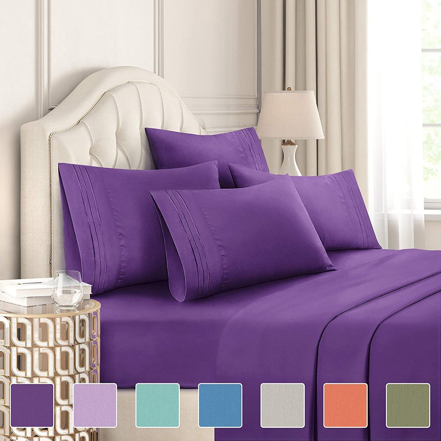 Extra Soft Deep Pockets Breathable Cooling WrinkleFree 6pcs Bed Sheets | AnyLinen