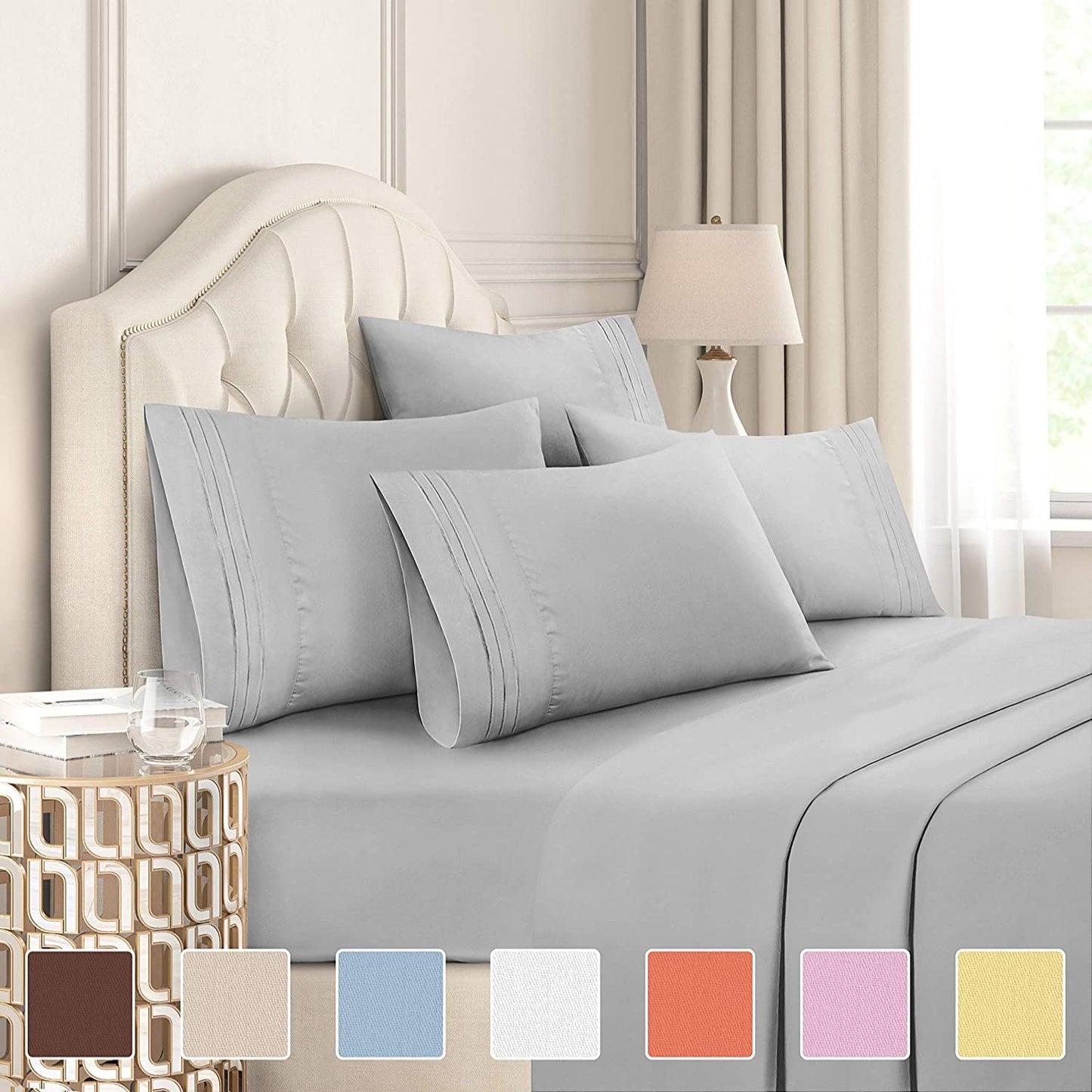 Extra Soft Deep Pockets Breathable Cooling WrinkleFree 6pcs Bed Sheets | AnyLinen