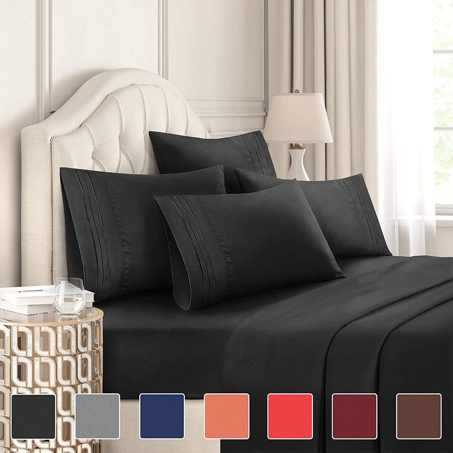 Extra Soft Deep Pockets Breathable Cooling WrinkleFree 6pcs Bed Sheets | AnyLinen