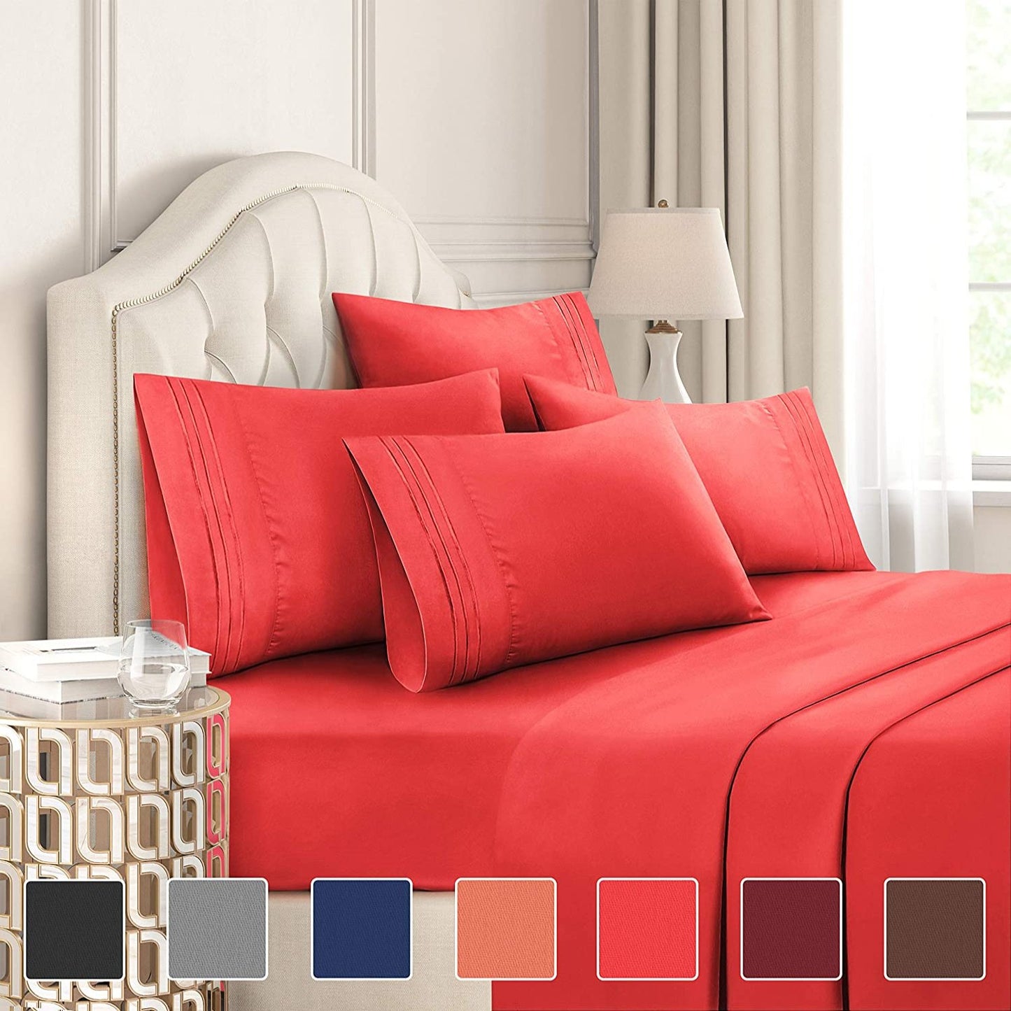Extra Soft Deep Pockets Breathable Cooling WrinkleFree 6pcs Bed Sheets | AnyLinen