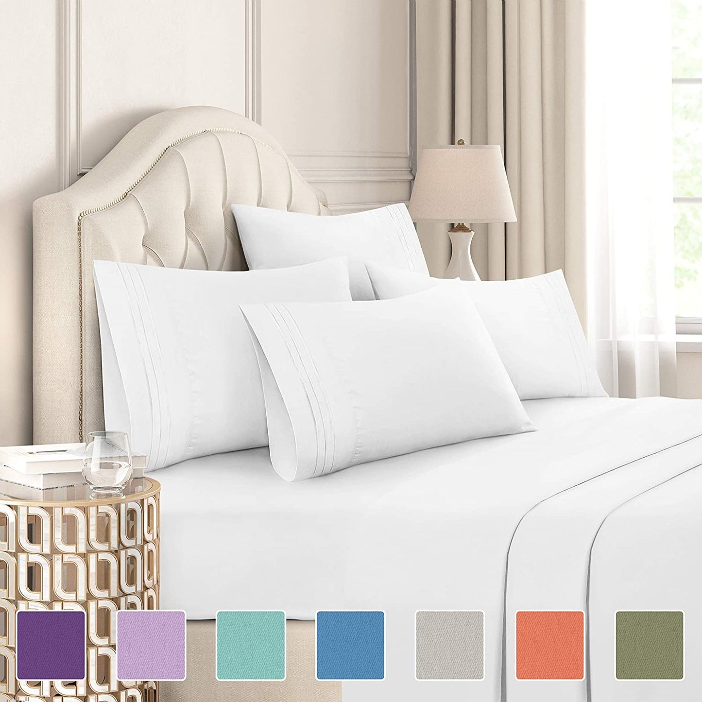 Extra Soft Deep Pockets Breathable Cooling WrinkleFree 6pcs Bed Sheets | AnyLinen