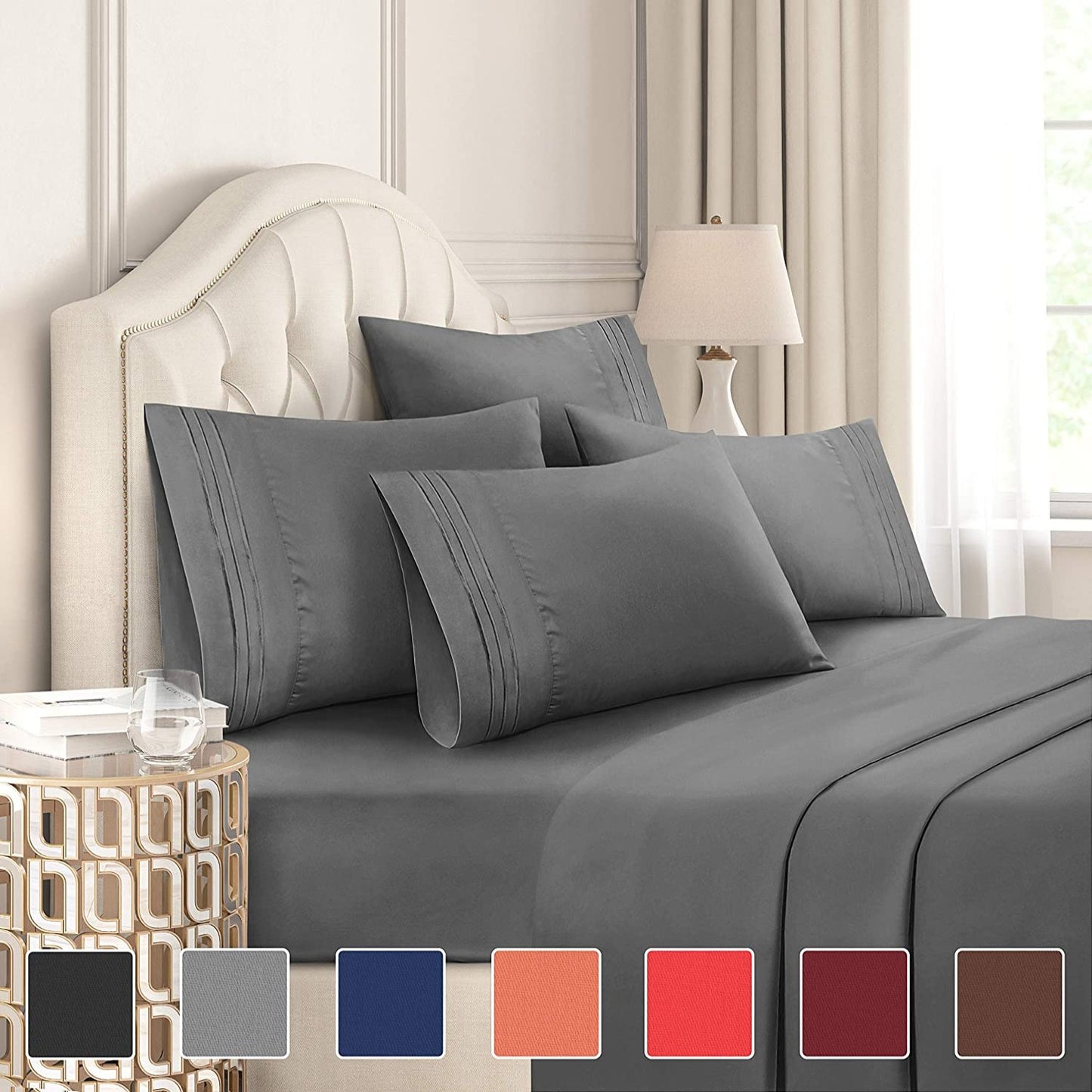 Extra Soft Deep Pockets Breathable Cooling WrinkleFree 6pcs Bed Sheets | AnyLinen