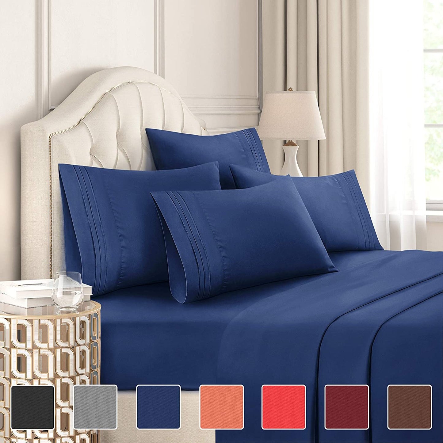 Extra Soft Deep Pockets Breathable Cooling WrinkleFree 6pcs Bed Sheets | AnyLinen