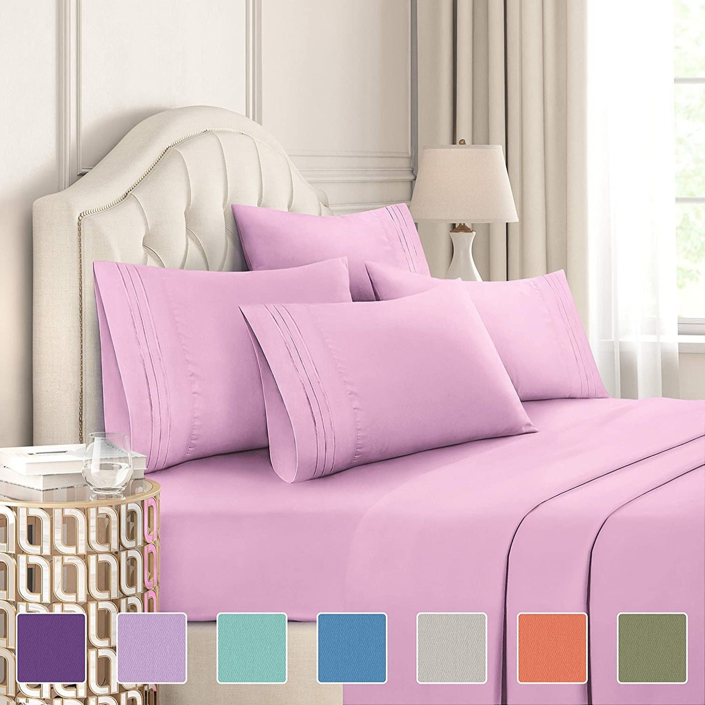 Extra Soft Deep Pockets Breathable Cooling WrinkleFree 6pcs Bed Sheets | AnyLinen