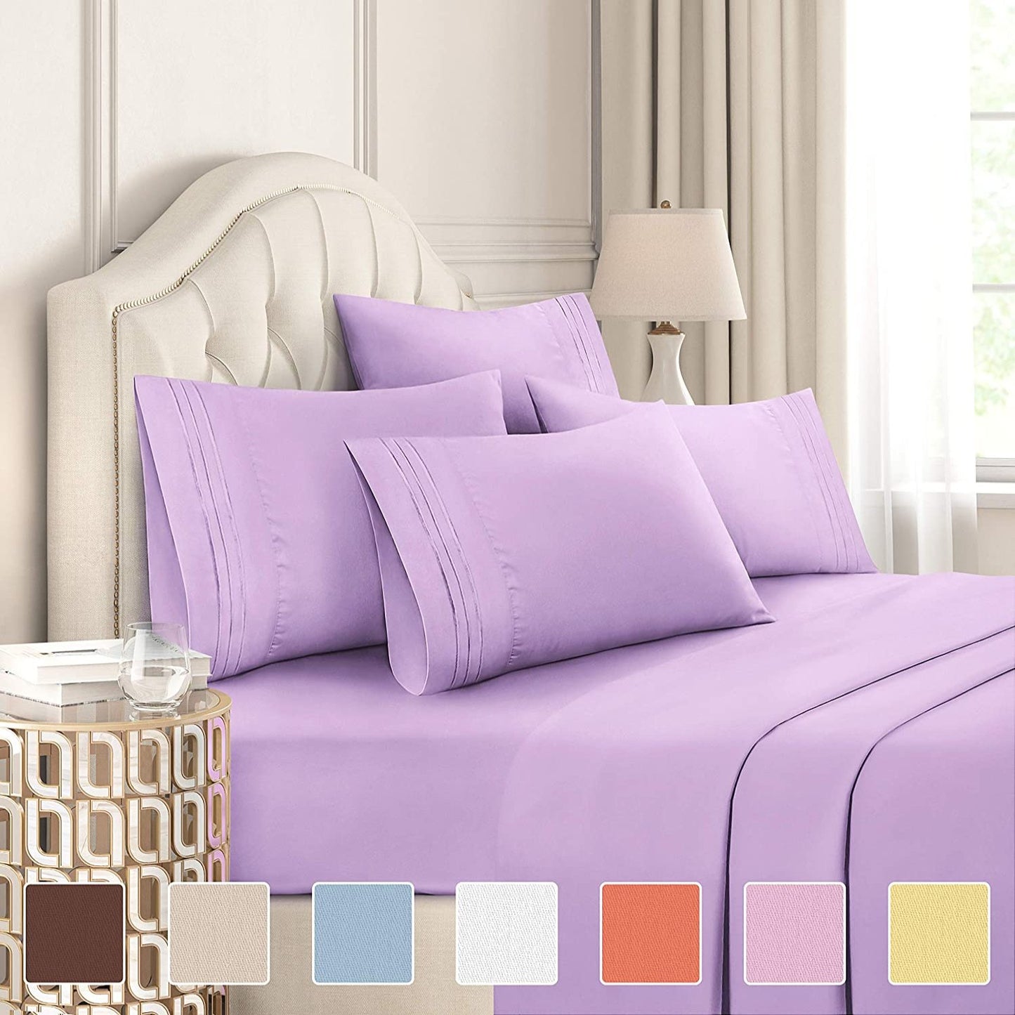 Extra Soft Deep Pockets Breathable Cooling WrinkleFree 6pcs Bed Sheets | AnyLinen
