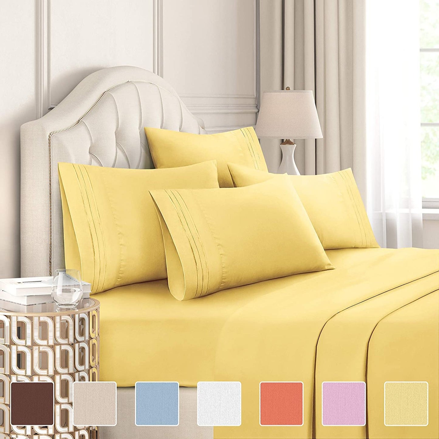 Extra Soft Deep Pockets Breathable Cooling WrinkleFree 6pcs Bed Sheets | AnyLinen