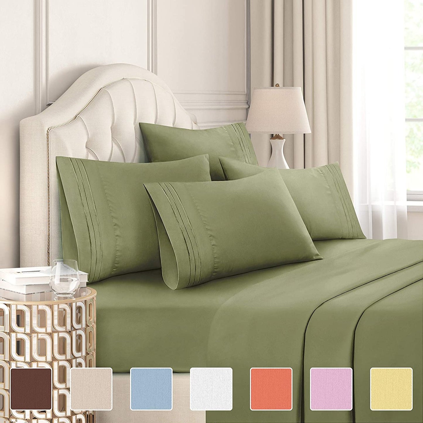Extra Soft Deep Pockets Breathable Cooling WrinkleFree 6pcs Bed Sheets | AnyLinen