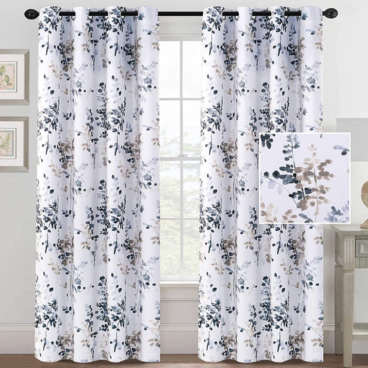 Floral Darkening Thermal Insulated Light Blocking Blackout Curtains - AnyLinen