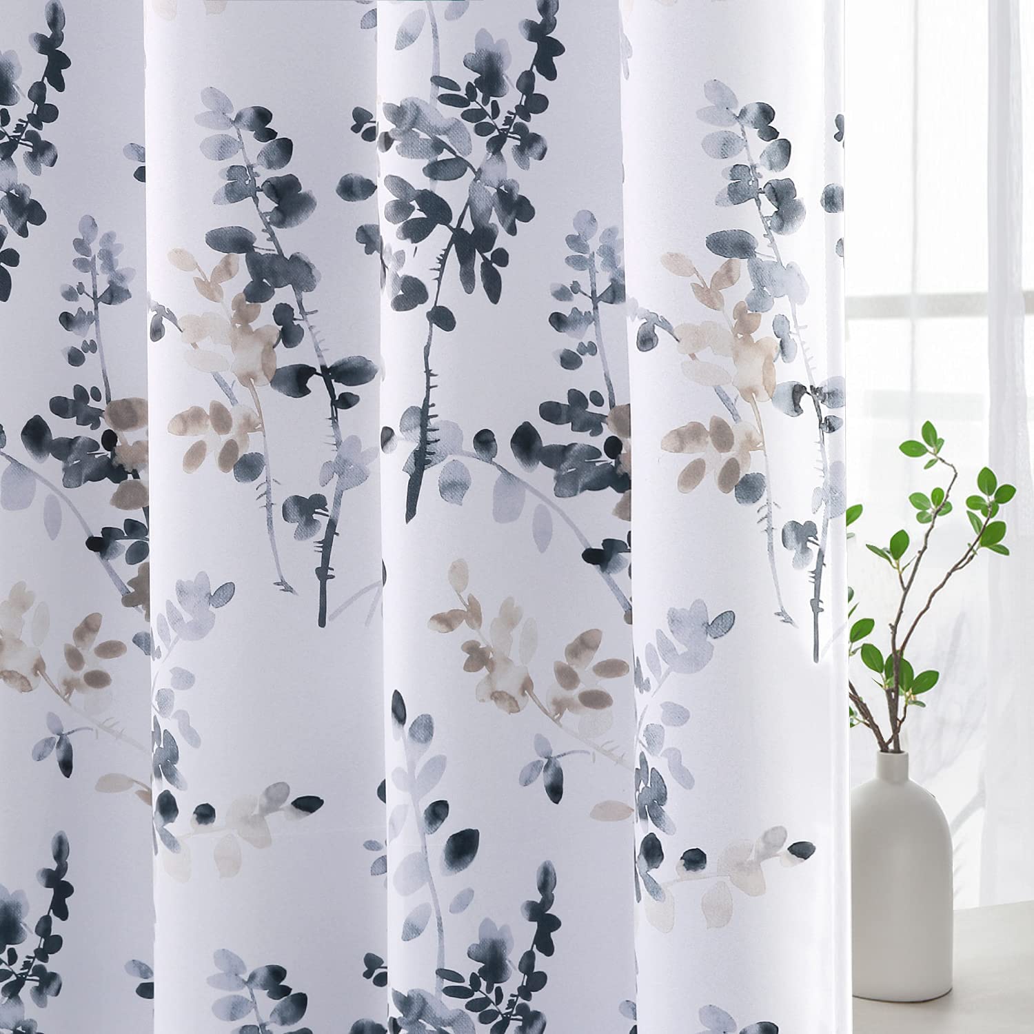 Floral Darkening Thermal Insulated Light Blocking Blackout Curtains - AnyLinen