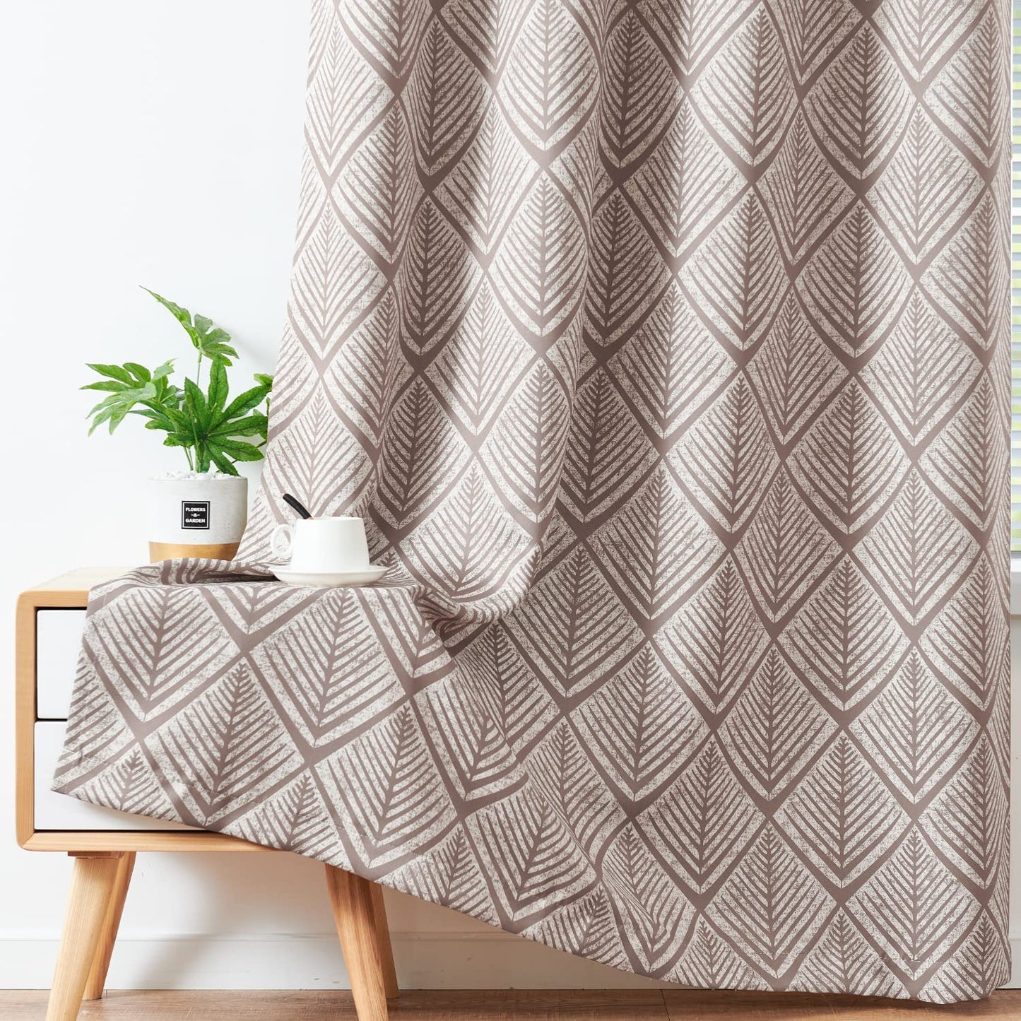 Geometric Pattern Design Darkening Thermal Insulated Blackout Curtains - AnyLinen