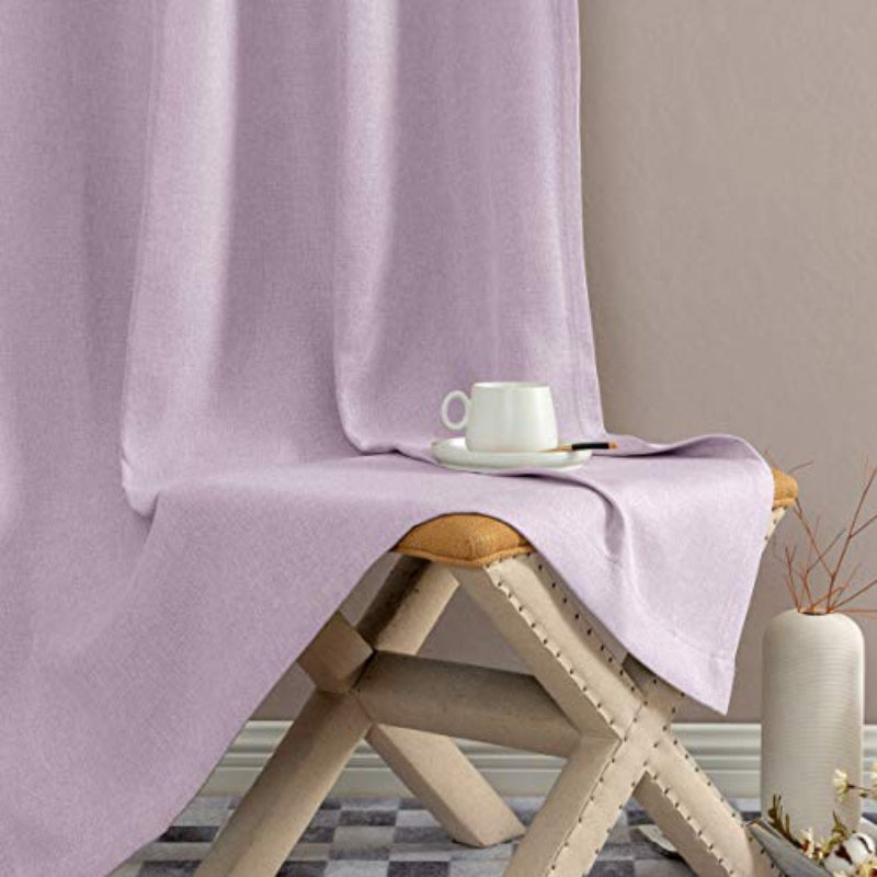 Linen Texture Curtains Light Reducing Grommet Top Drapes 2 Panels - AnyLinen