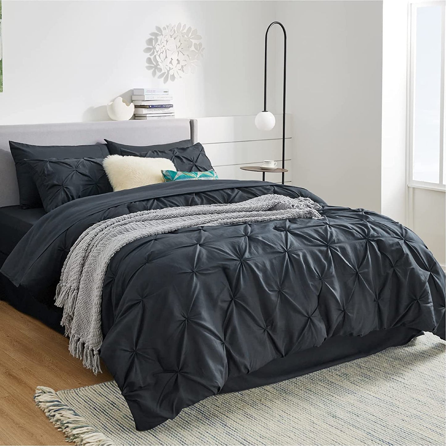 Luxury Duvet Cover Pinch Pleat Brief Bedding 7-Pieces Set