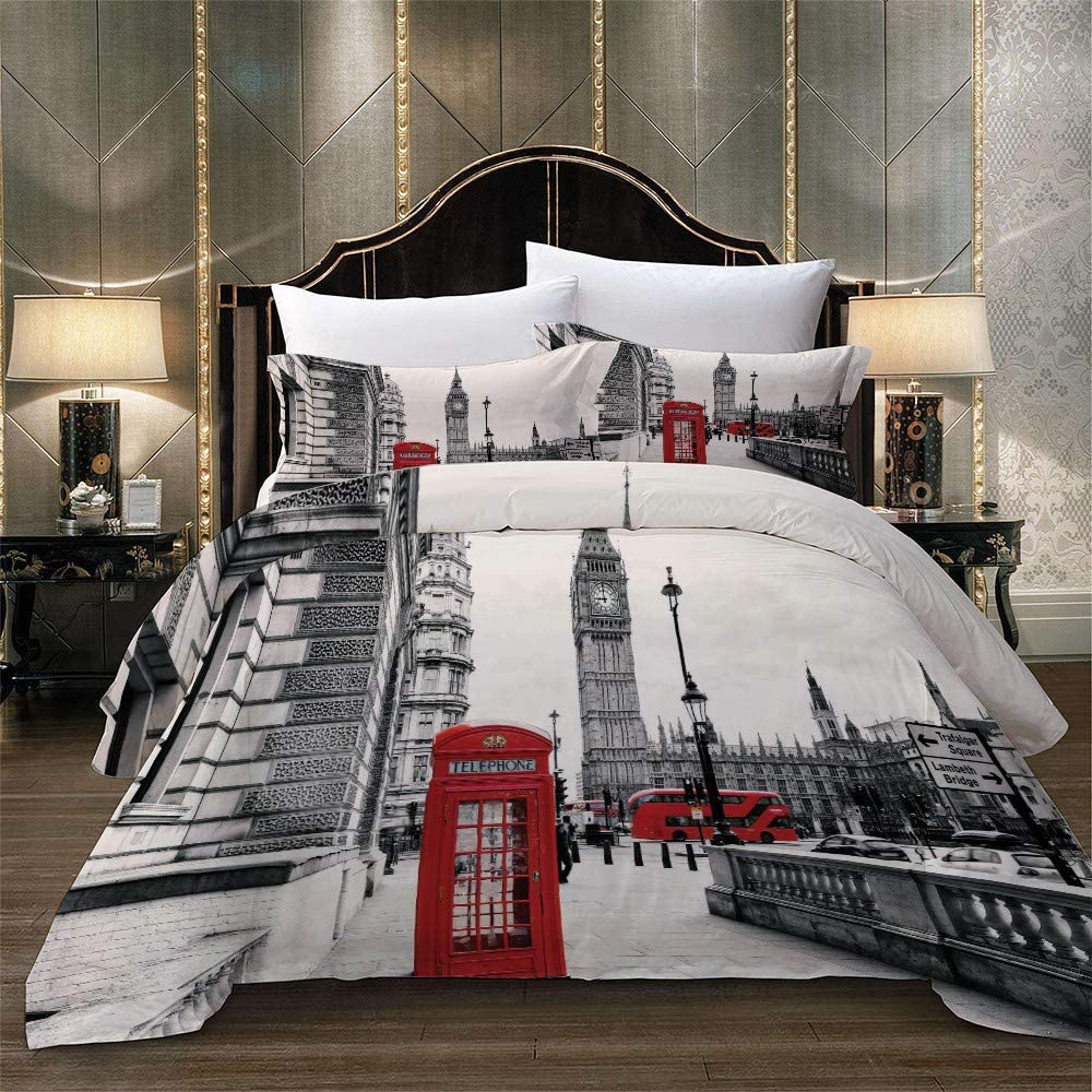 Paris Theme Duvet Cover Soft Comforter Cover Set