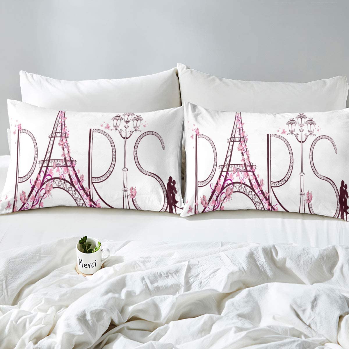 Paris Theme Duvet Cover Soft Comforter Cover Set