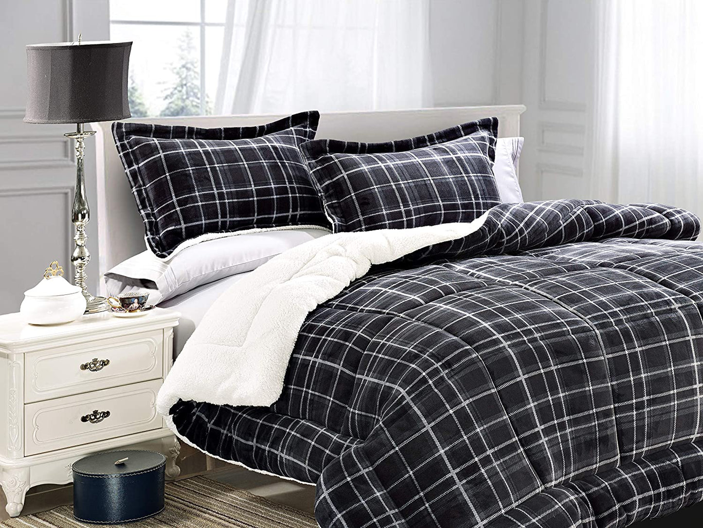 Softest Heavy Weight Sherpa Down Alternative Reversible Comforter Set