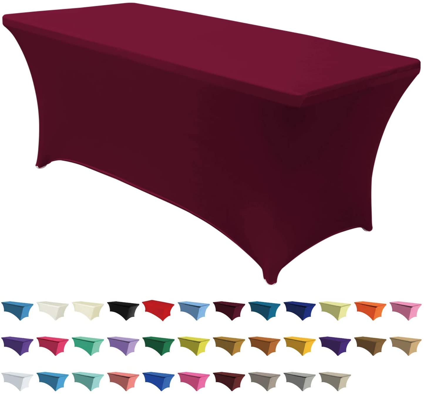 Spandex Tablecloths 4 ft Table Fitted Stretch Table Cover Topper-AnyLinen