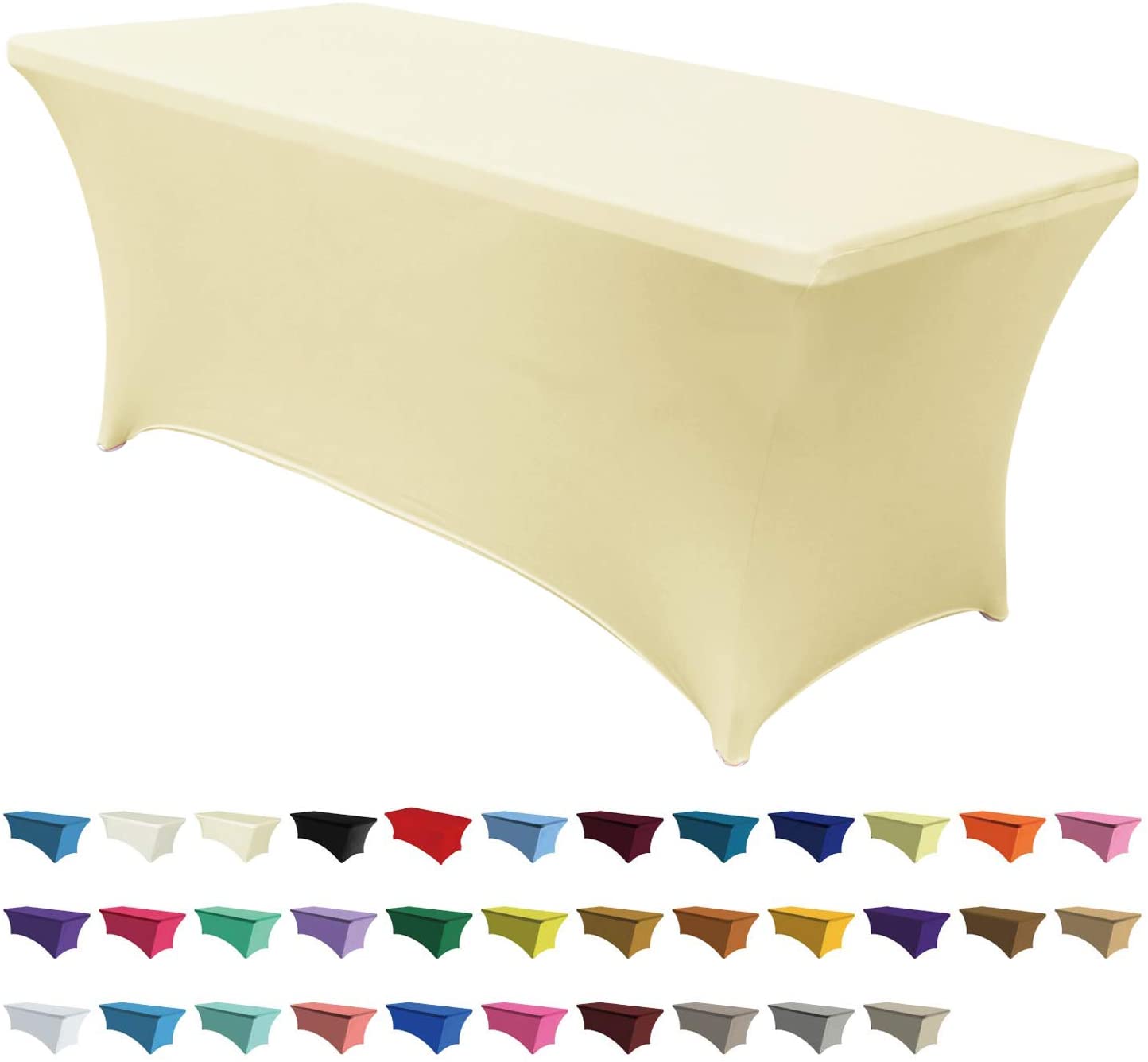 Spandex Tablecloths 4 ft Table Fitted Stretch Table Cover Topper-AnyLinen