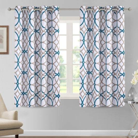 Blackout Geometric Modern Design Thermal Insulated Curtains 2 Panels Set - Any Linen
