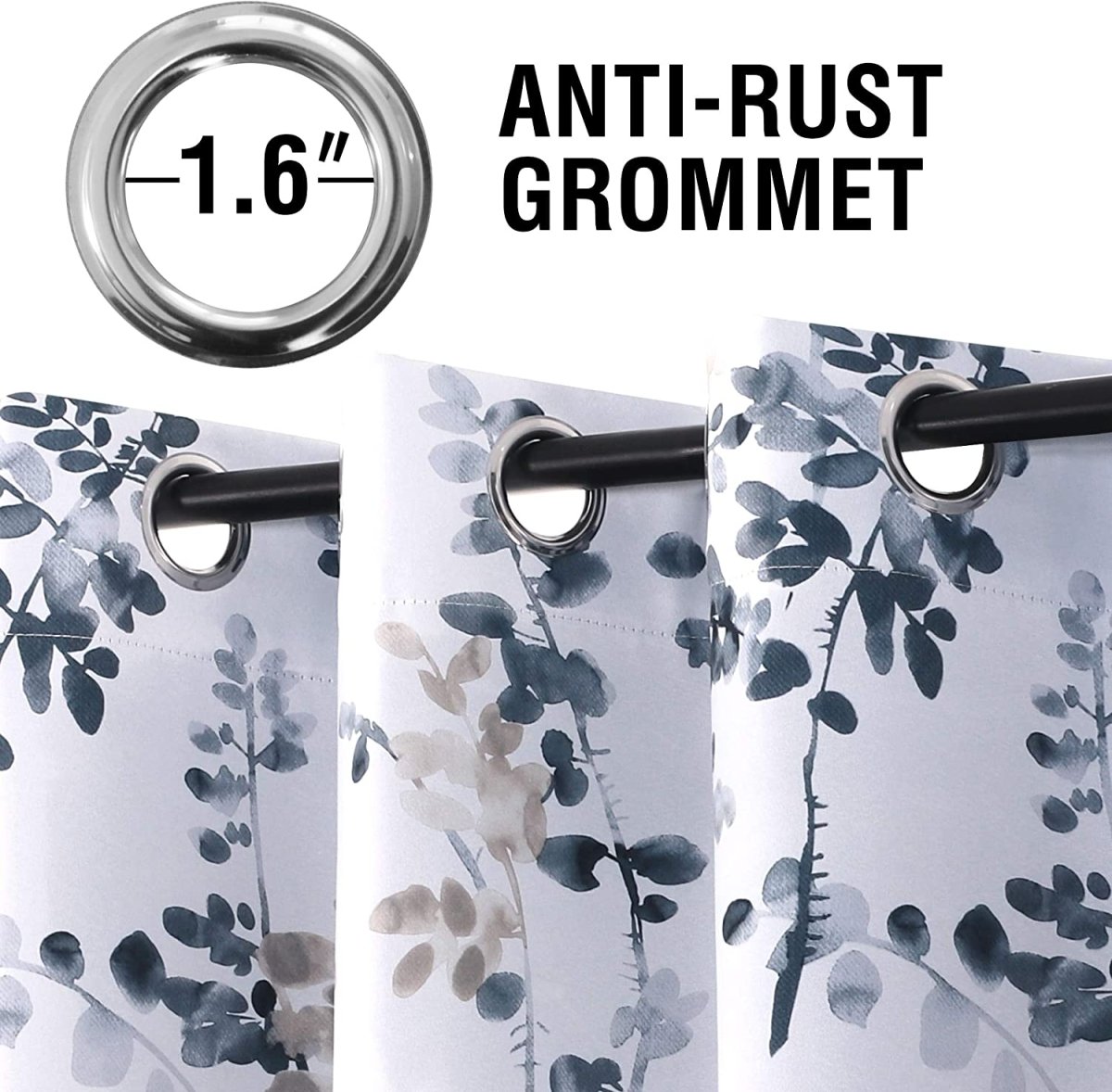 Classical Floral Darkening Thermal Insulated Light Blocking Blackout Grommet Curtains - Any Linen