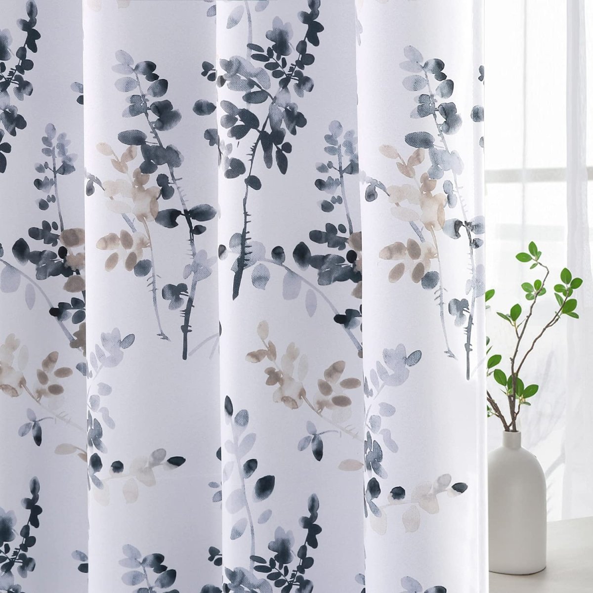 Classical Floral Darkening Thermal Insulated Light Blocking Blackout Grommet Curtains - Any Linen