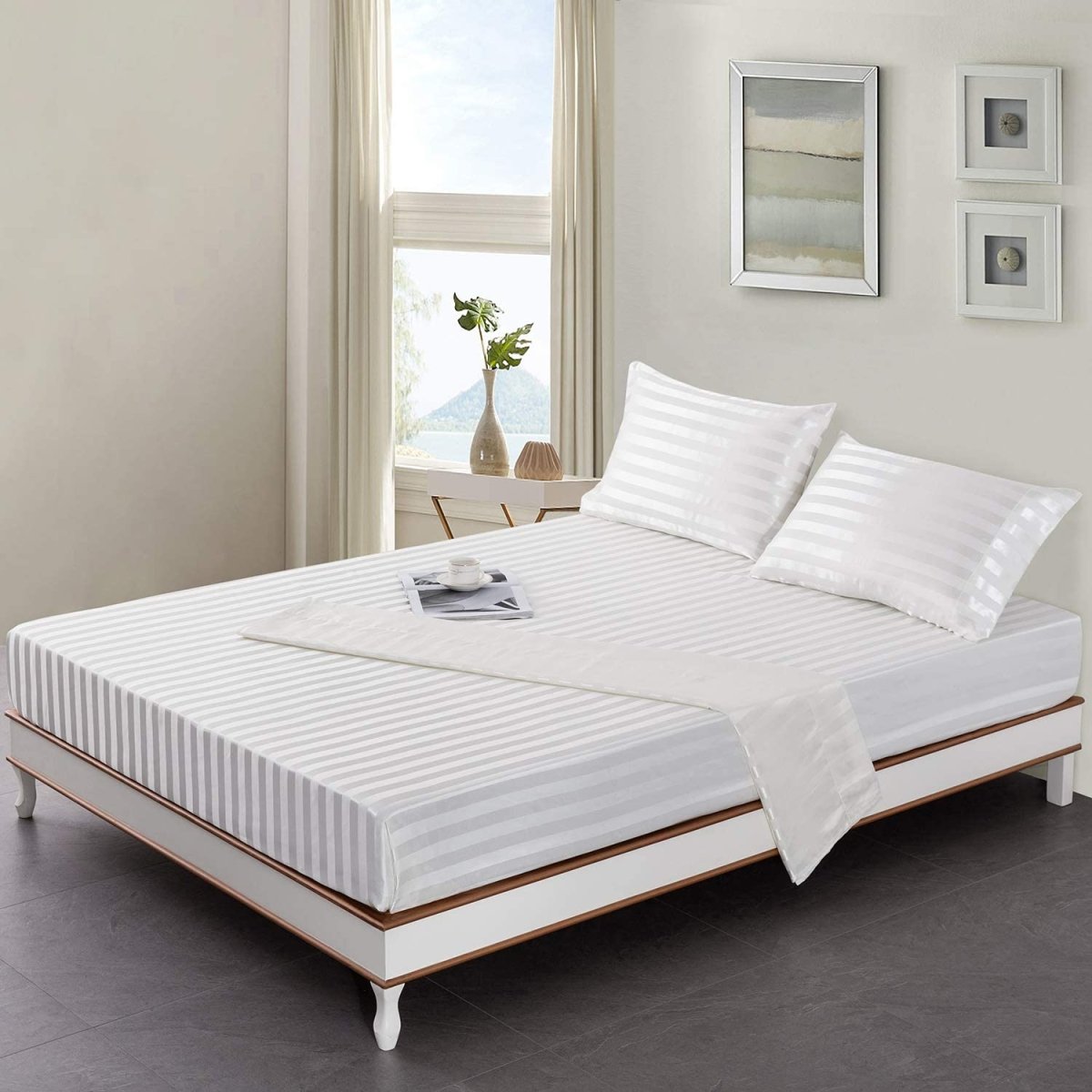 Cooling Silk Satin 4 - Piece Queen Bed Sheet Set with Deep Pockets – Hypoallergenic & Soft - Any Linen