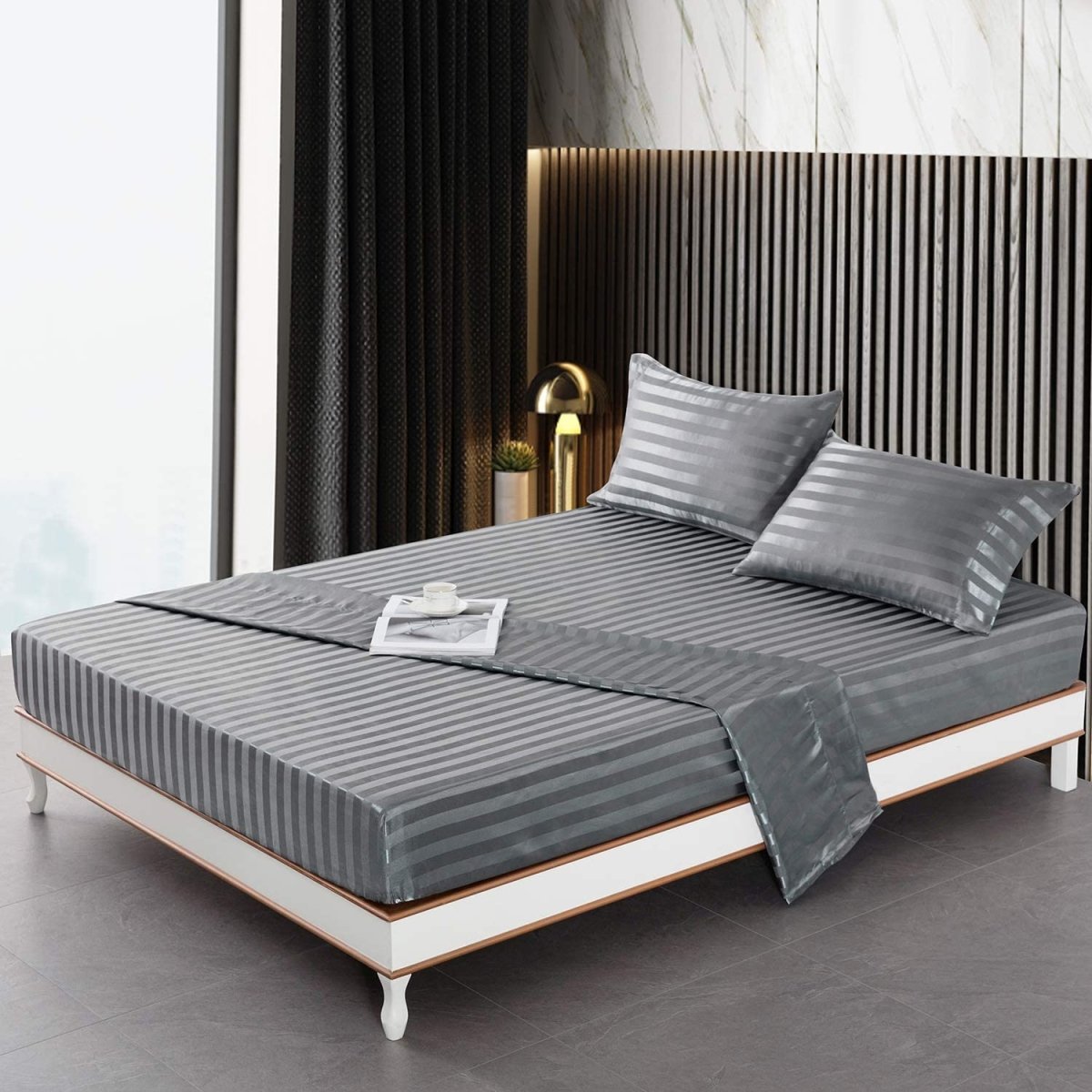Cooling Silk Satin 4 - Piece Queen Bed Sheet Set with Deep Pockets – Hypoallergenic & Soft - Any Linen