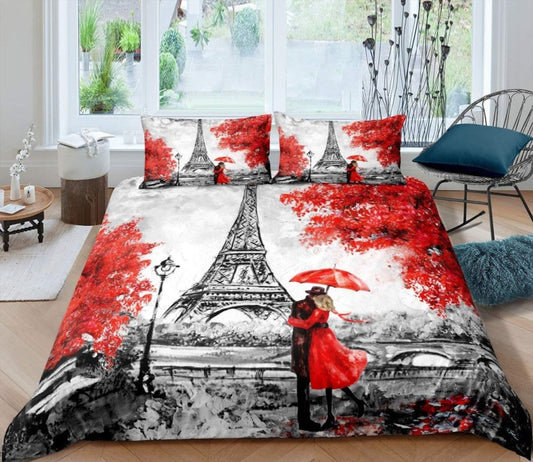 Eiffel Tower Duvet Cover Bedding Set Comforter Cover Set Soft Quilt Set - Any Linen