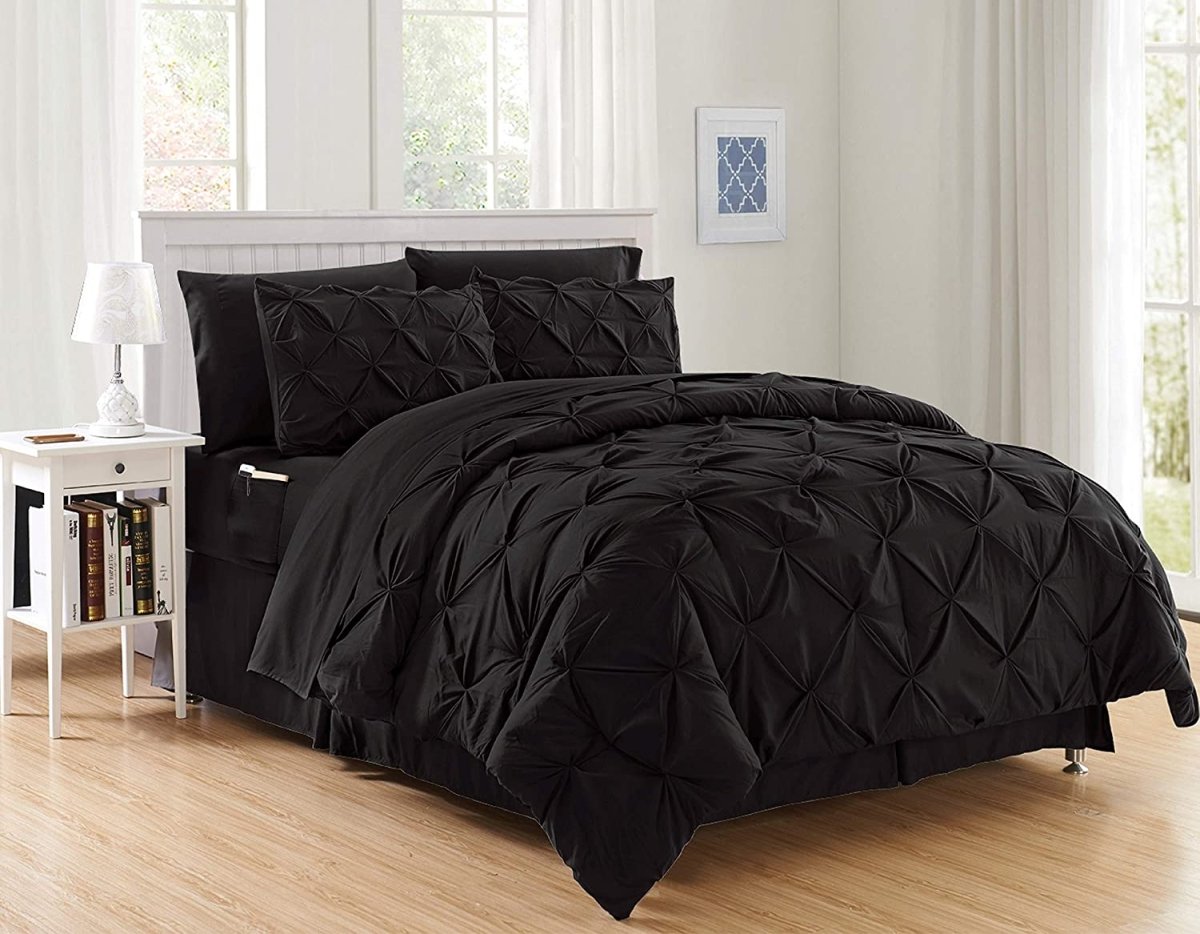 Elegant 8 - Piece Bed in a Bag Comforter Set with Double - Sided Storage Pockets - Any Linen