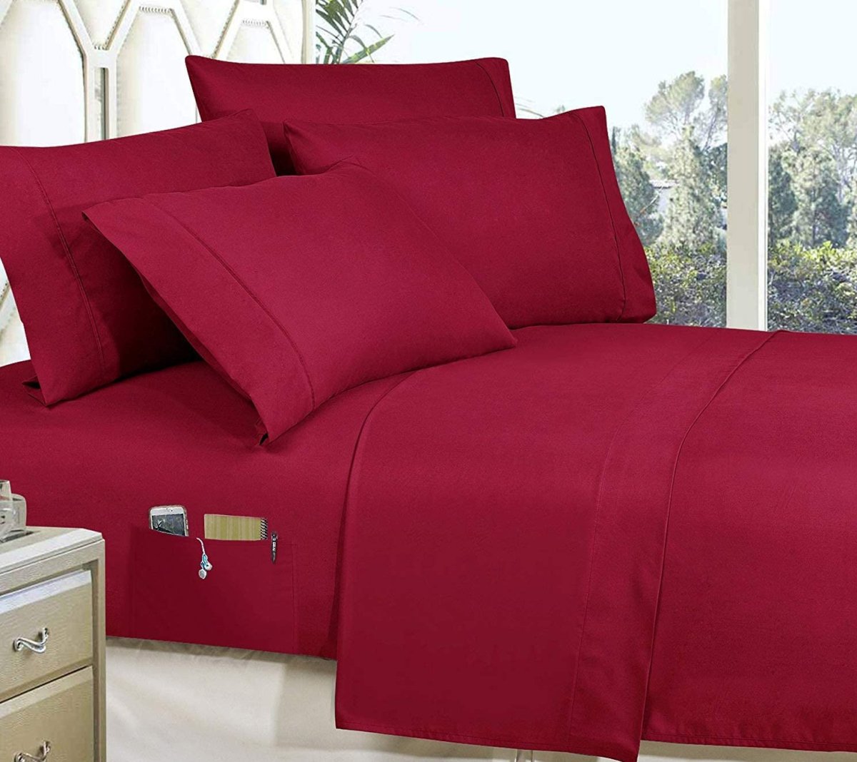 Elegant 8 - Piece Bed in a Bag Comforter Set with Double - Sided Storage Pockets - Any Linen
