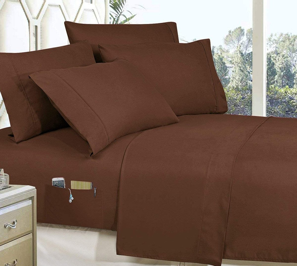 Elegant 8 - Piece Bed in a Bag Comforter Set with Double - Sided Storage Pockets - Any Linen