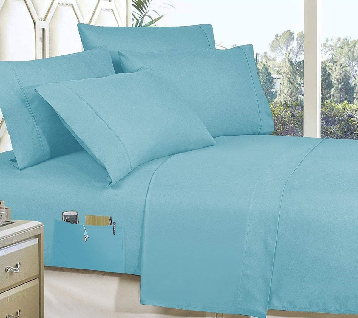 Elegant 8 - Piece Bed in a Bag Comforter Set with Double - Sided Storage Pockets - Any Linen