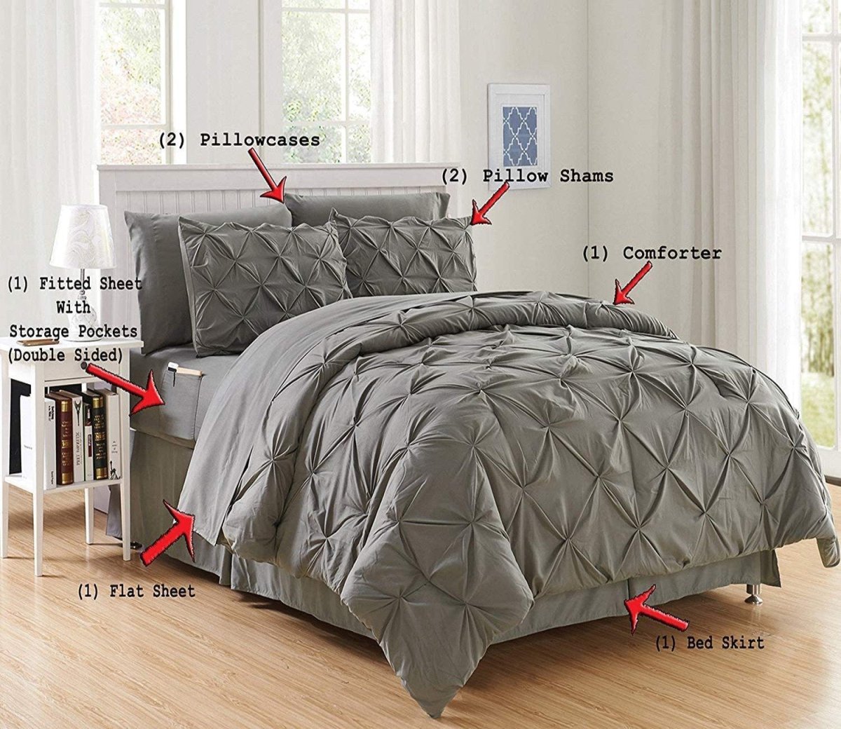 Elegant 8 - Piece Bed in a Bag Comforter Set with Double - Sided Storage Pockets - Any Linen