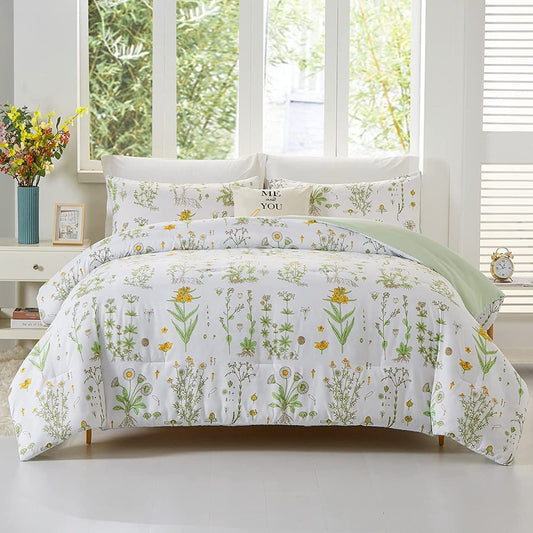 Elegant Plant Flower Soft 3pcs Comforter Set - Any Linen