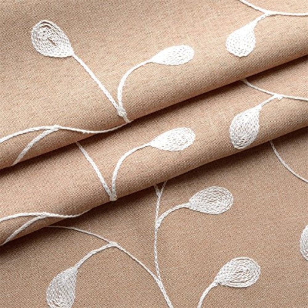 Floral Embroidery Semi Sheers Linen Grommet Window 2 Panels Curtain - Any Linen