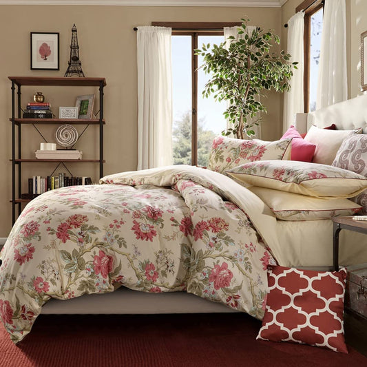 Garden Style 3 pcs Cotton Reversible Soft Durable Comforter Cover Set - Any Linen