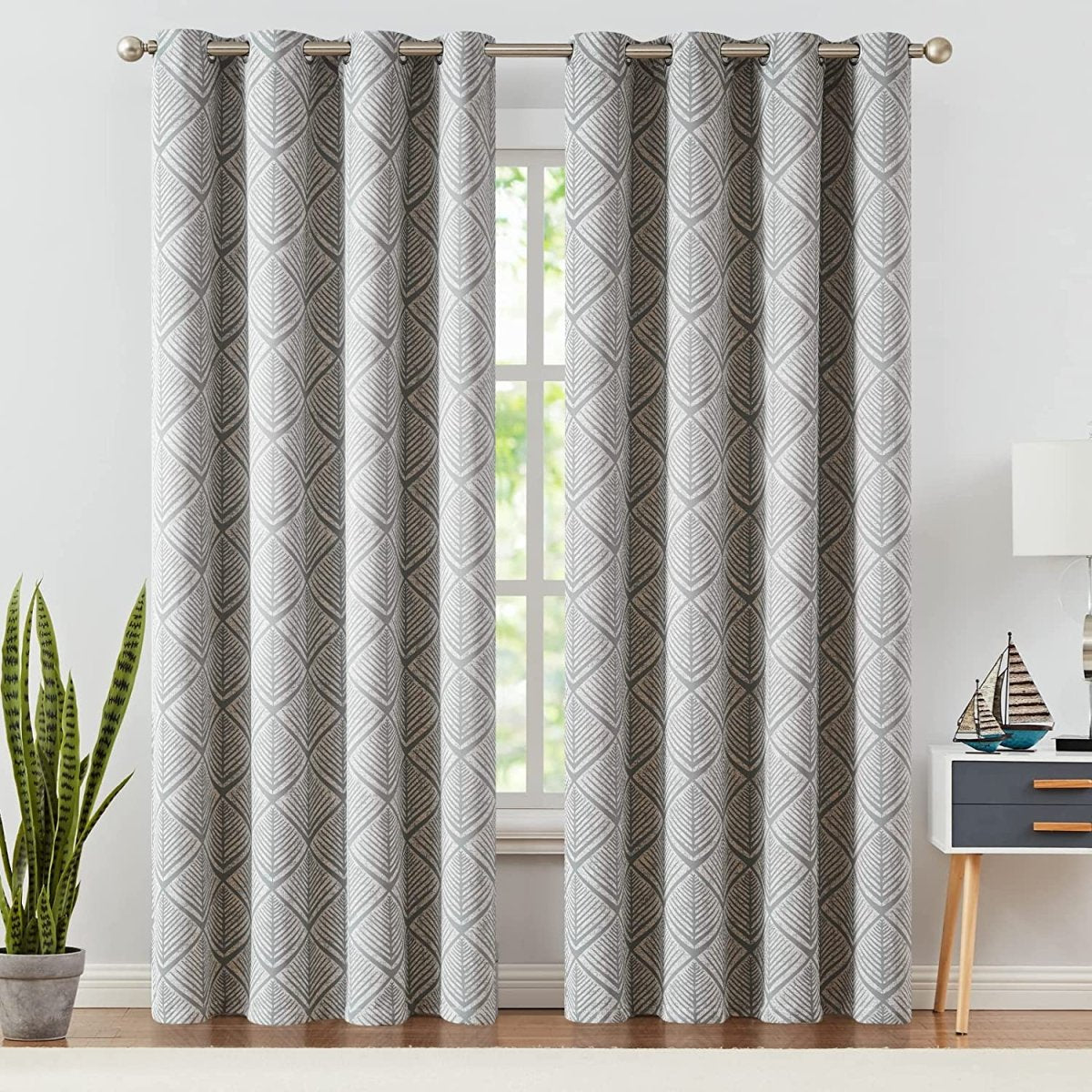 Geometric Pattern Design Darkening Thermal Insulated Blackout Curtains - Any Linen