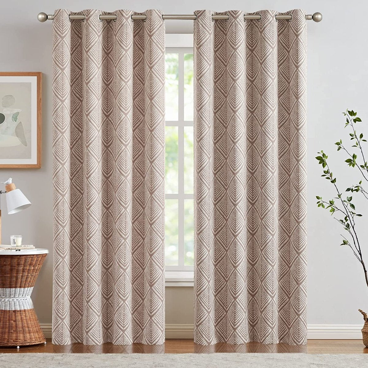 Geometric Pattern Design Darkening Thermal Insulated Blackout Curtains - Any Linen