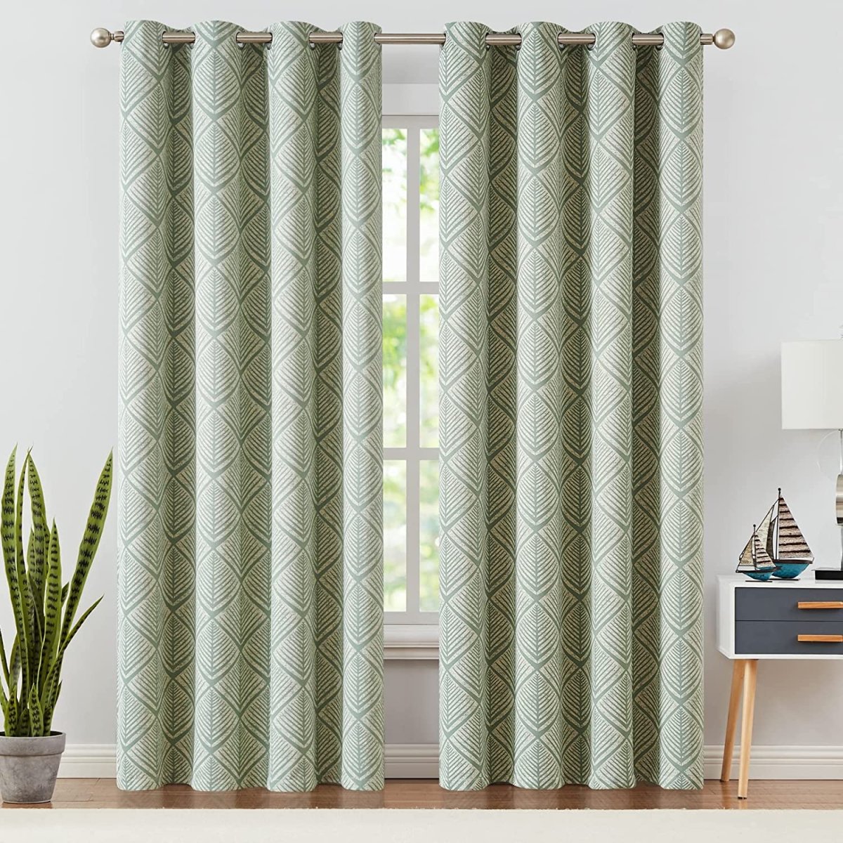 Geometric Pattern Design Darkening Thermal Insulated Blackout Curtains - Any Linen