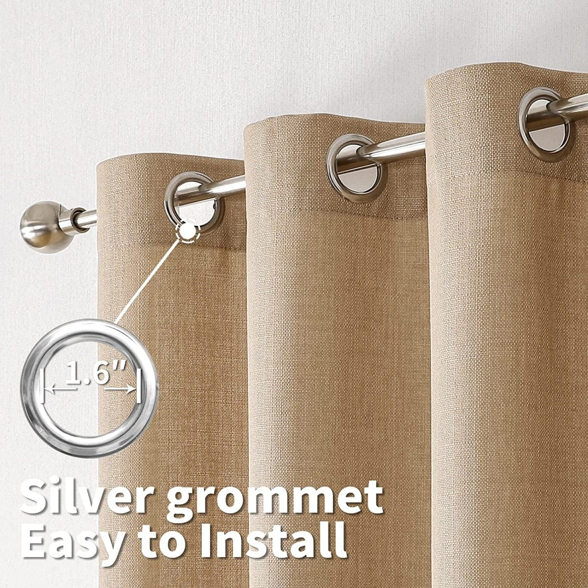 Linen Curtains Thick Semi Sheer Drapes Light Filtering Privacy Window Set of 2 Panels - Any Linen