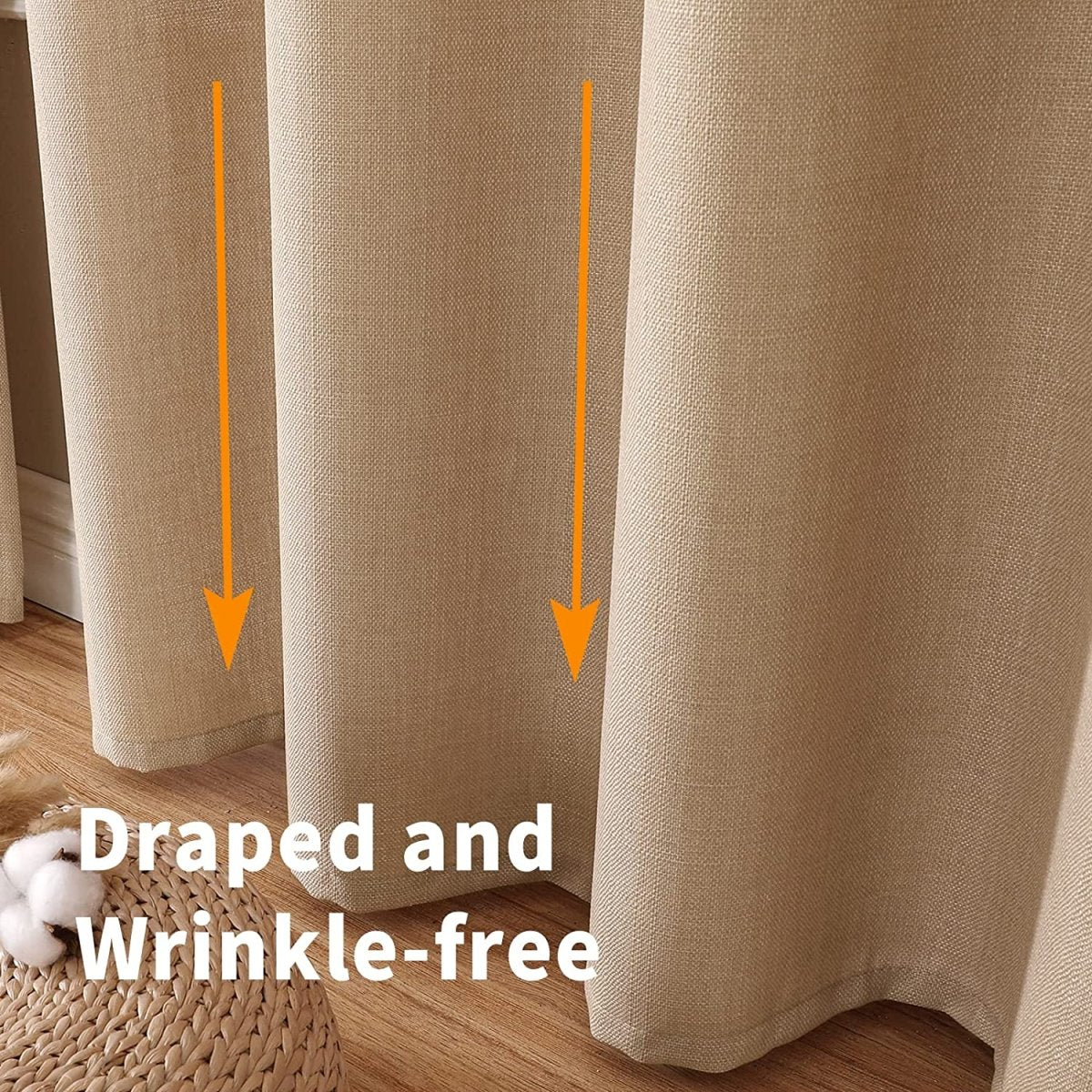 Linen Curtains Thick Semi Sheer Drapes Light Filtering Privacy Window Set of 2 Panels - Any Linen