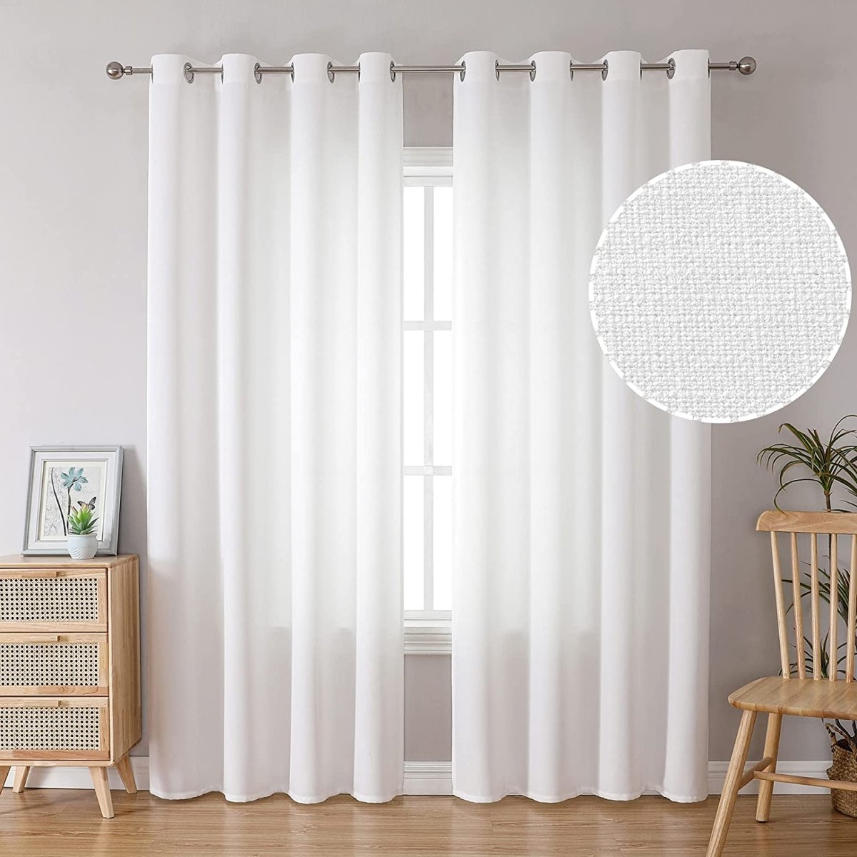 Linen Curtains Thick Semi Sheer Drapes Light Filtering Privacy Window Set of 2 Panels - Any Linen