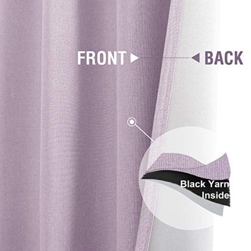 Linen Texture Curtains Light Reducing Grommet Top Drapes 2 Panels - Any Linen