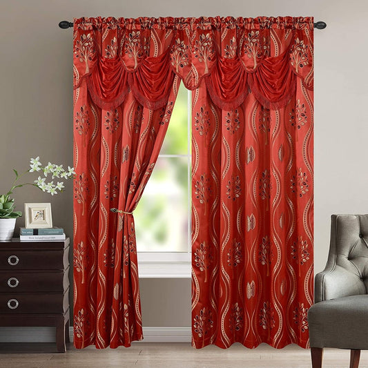 Luxurious Beautiful Curtain Panel Set with Attached Valance and Backing Set of 2 - Any Linen