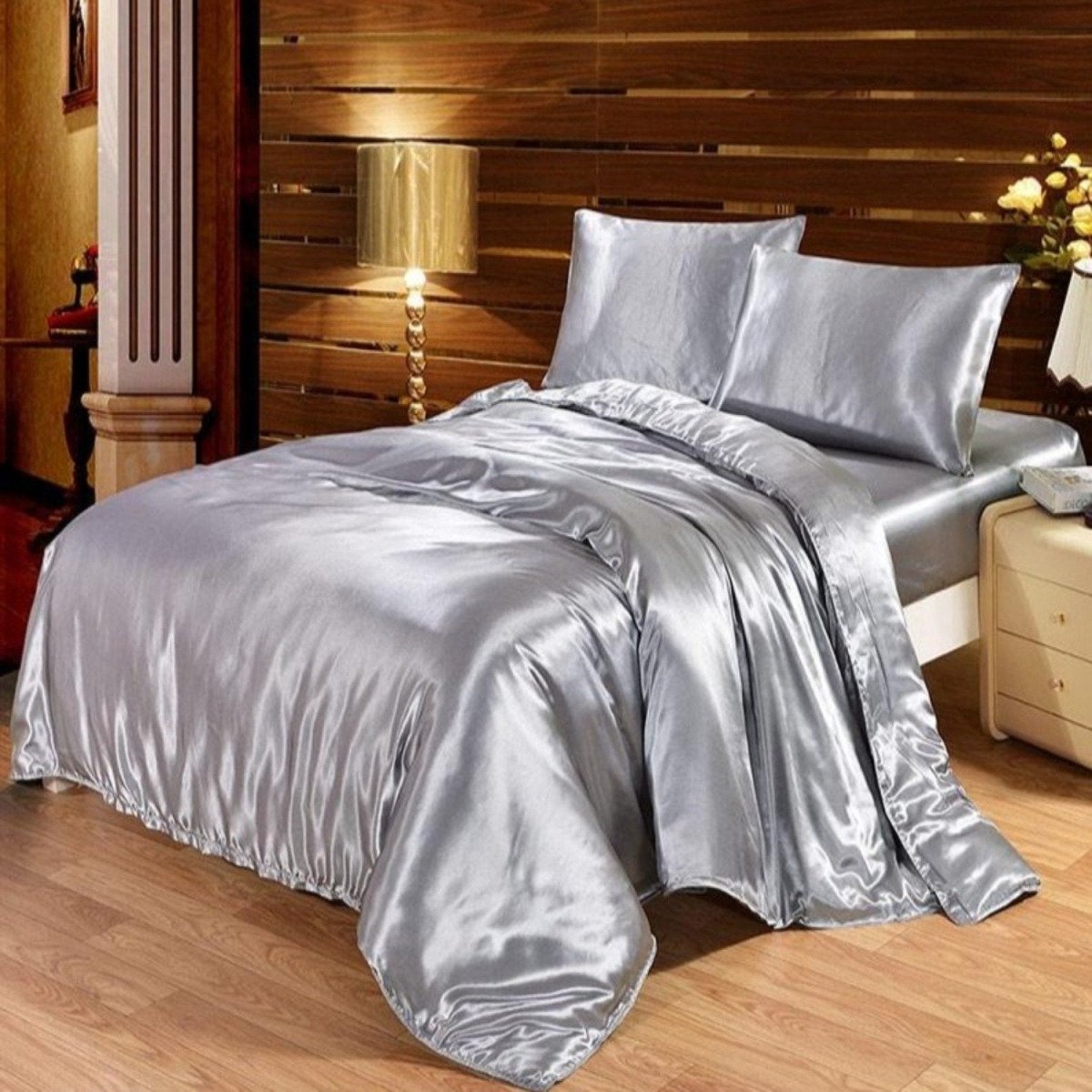 Luxury Satin Silk Duvet Cover Bed Sheets - Any Linen